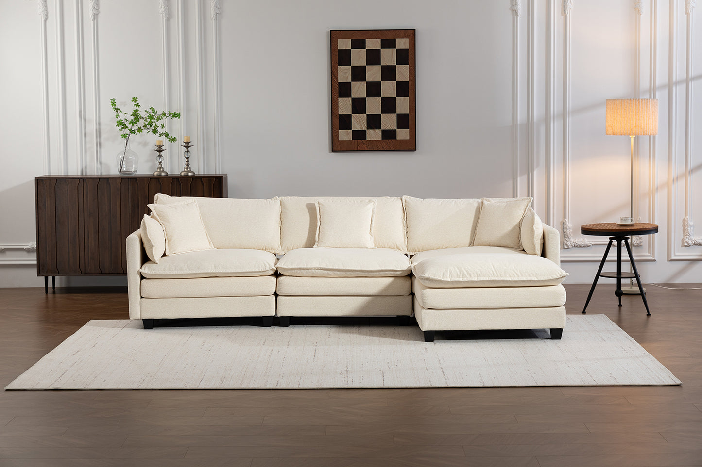 Modern Modular Chenille Sectional Sofa – 2-Seat / 3-Seat+Ottoman / 4-Seat+2Ottoman