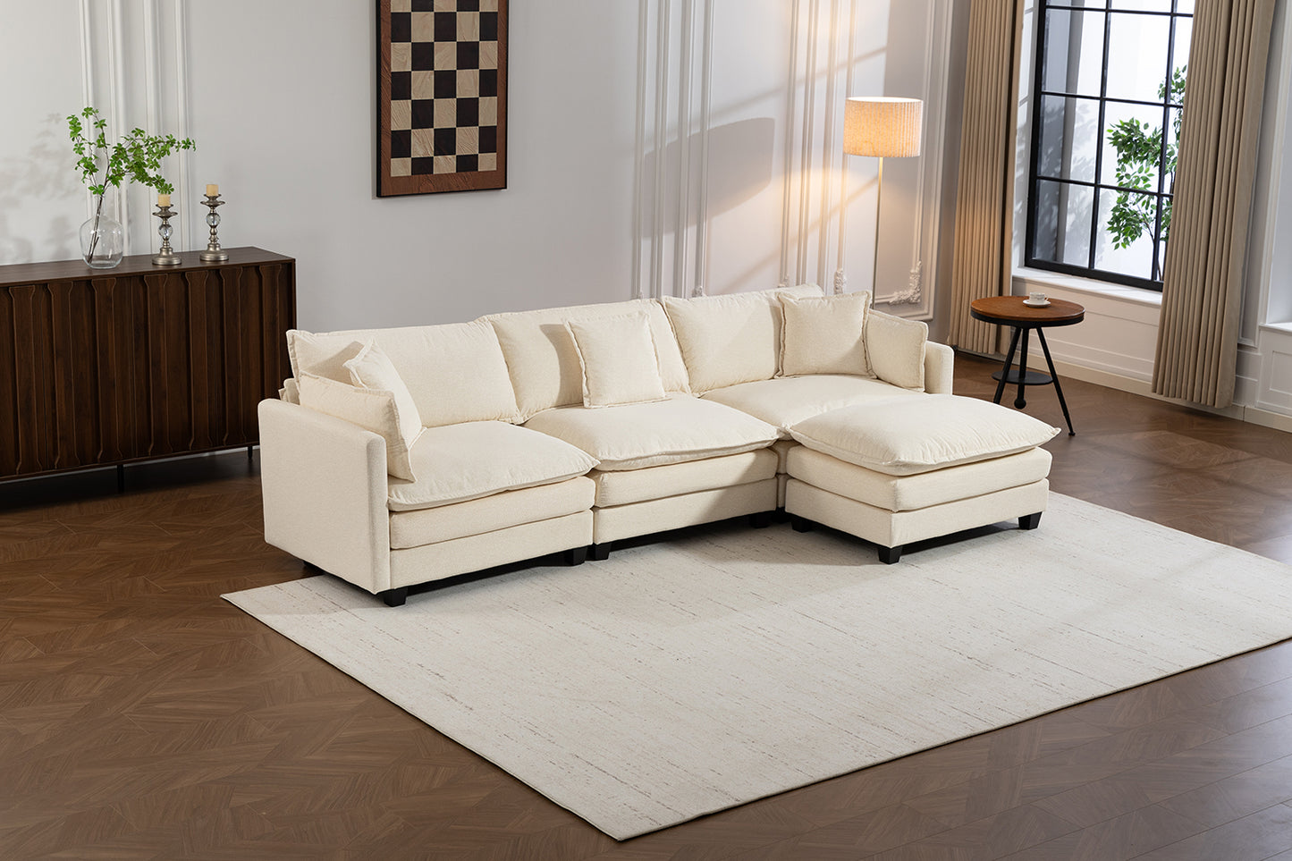 Modern Modular Chenille Sectional Sofa – 2-Seat / 3-Seat+Ottoman / 4-Seat+2Ottoman