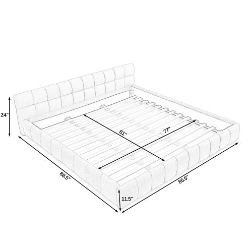 Upholstered Bed Frame - Thick Fabric, No Box Spring