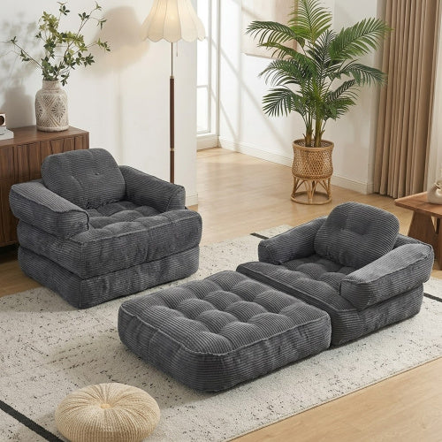 2-in-1 Boneless Convertible Floor Couch – Lazy Double Sofa with Armrest