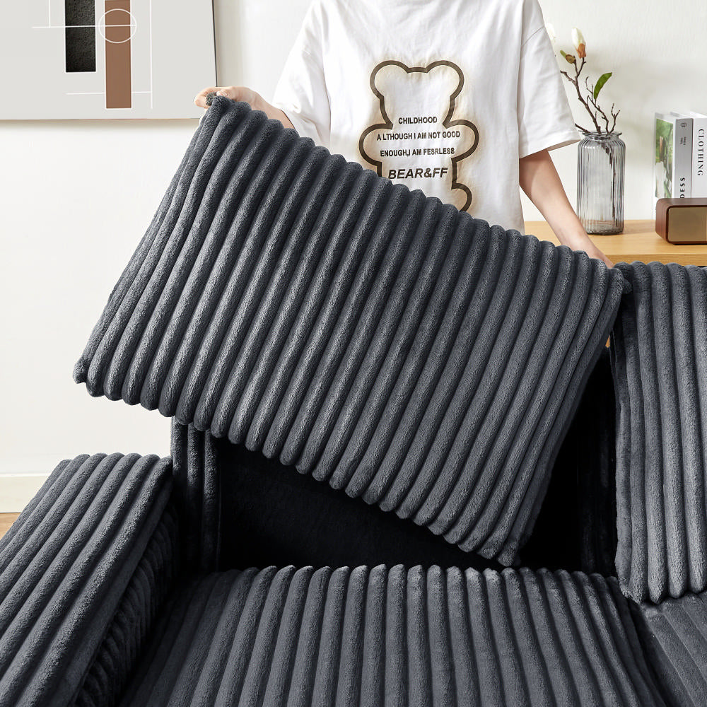 Plush Corduroy Loveseat Sofa  With Square Storage Armrest USB port