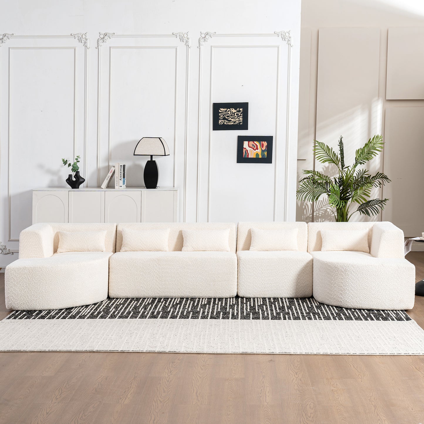 144" Upholstered Sofa: Free - combined with Two Chaise Lounges, Five Back Pillows for Living Room