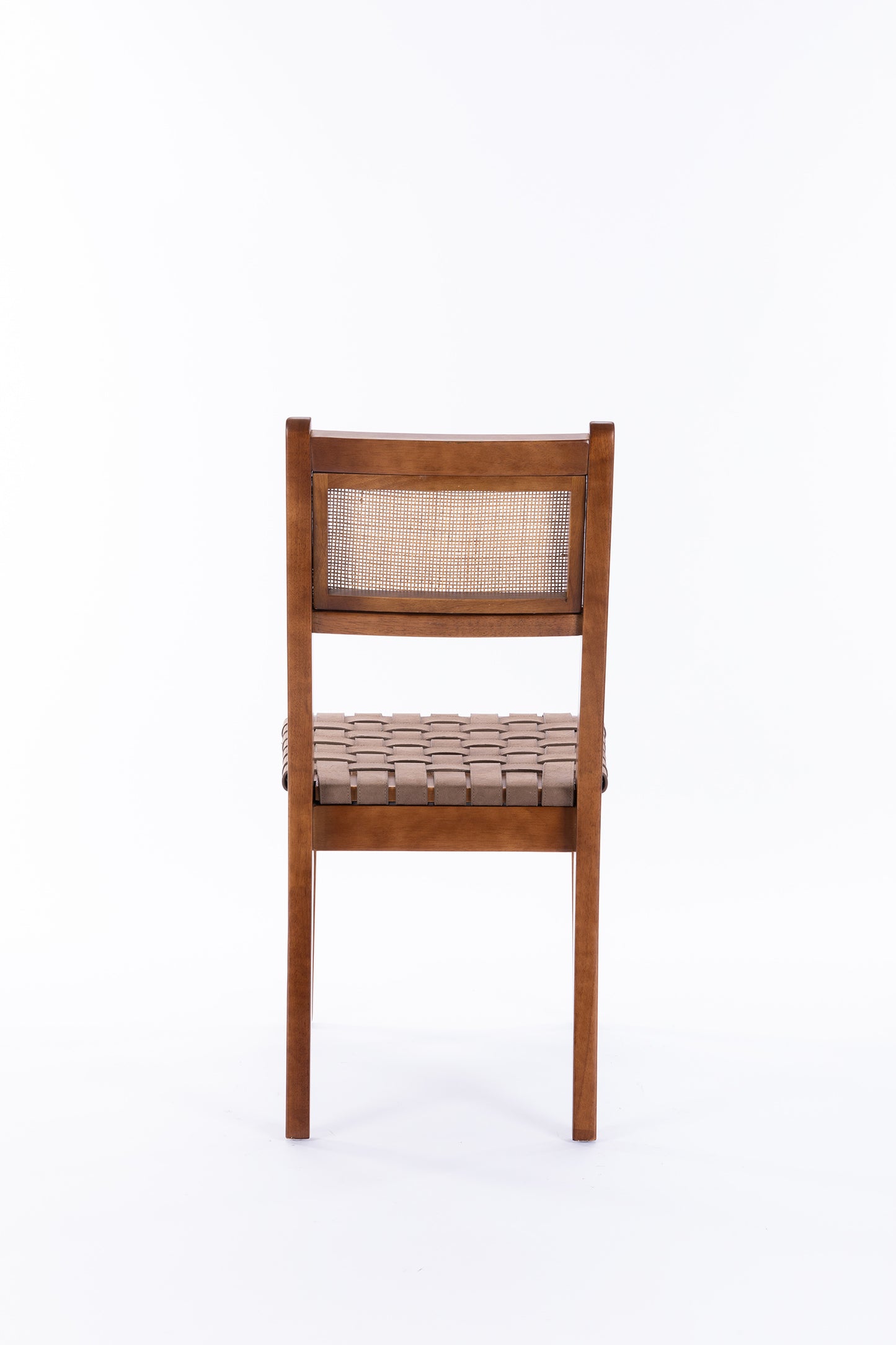 Rattan Leather Woven Strips Kitchen Dining Chair Set Of 2