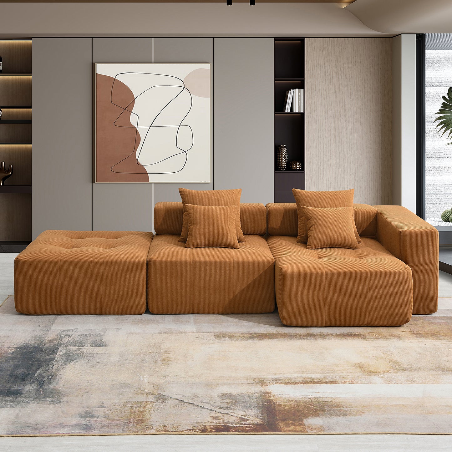L Shaped Modular Sectional Sofa,Wide and Deep Seat No Assembly Required,3 Colors