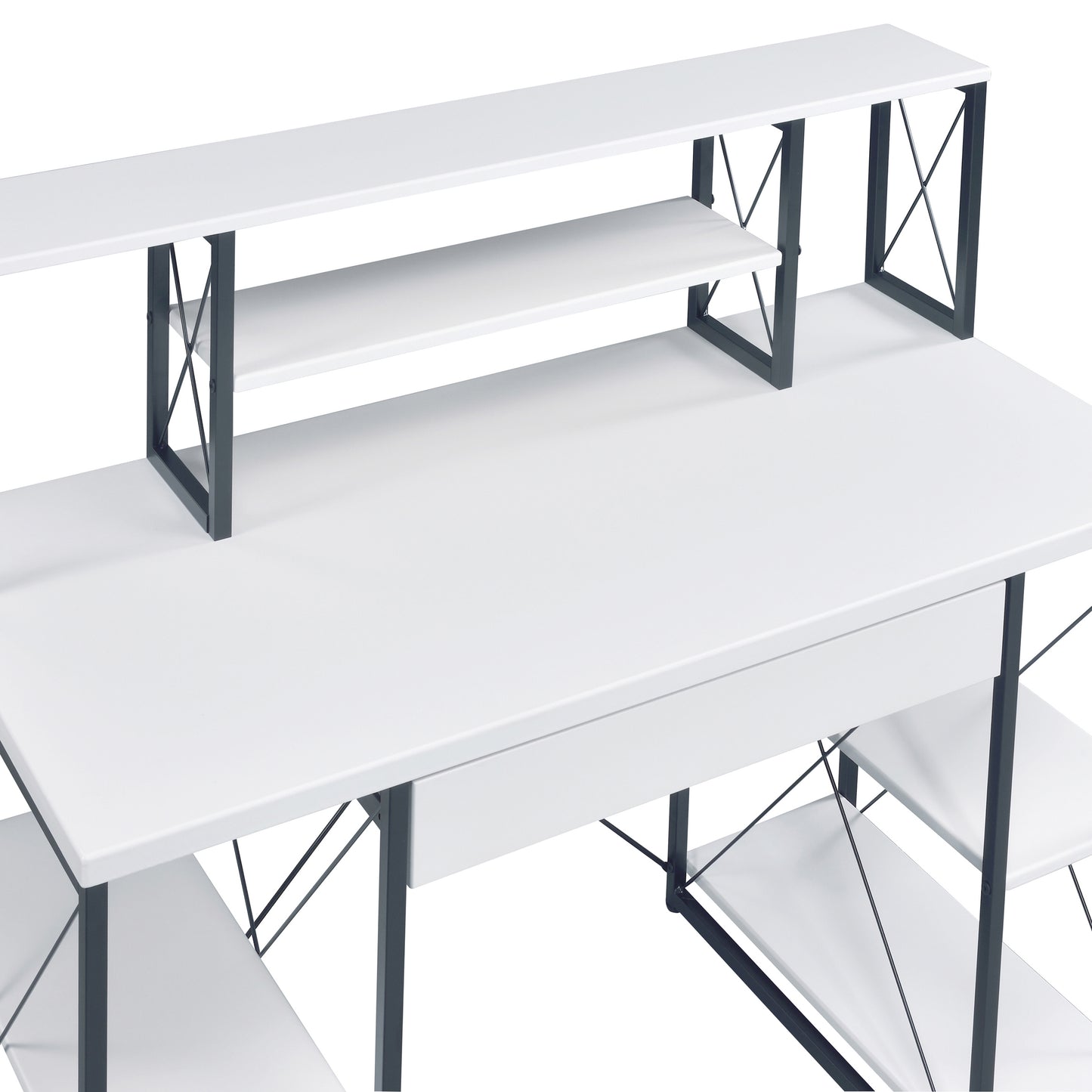 Desk with Open Shelves and Hutch