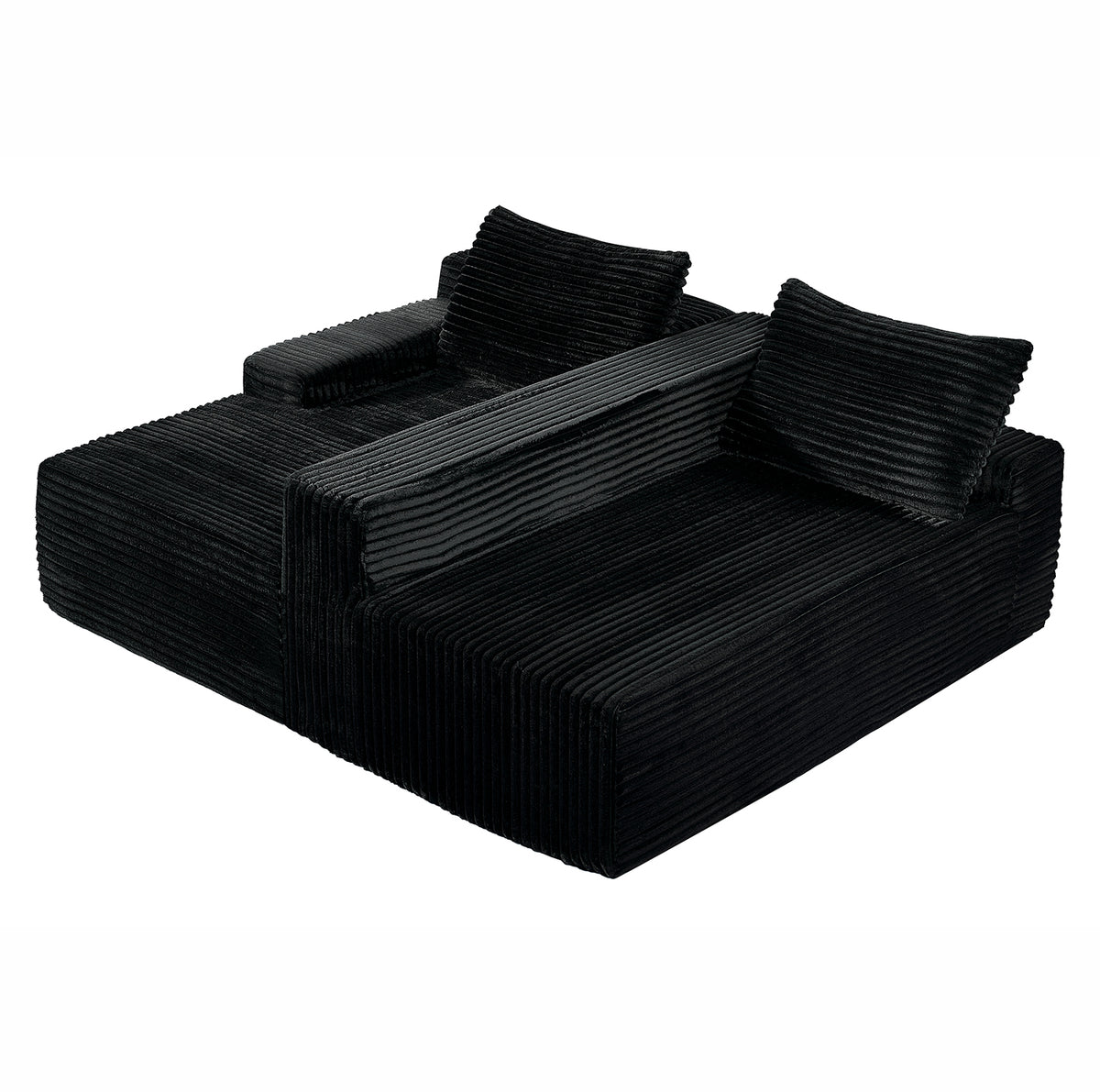 Left/Right Chaise L-Shaped Boneless Cloud Sectional Sofa – Modular Corduroy Couch with Arm Storage Pockets, Deep Seat, No Assembly