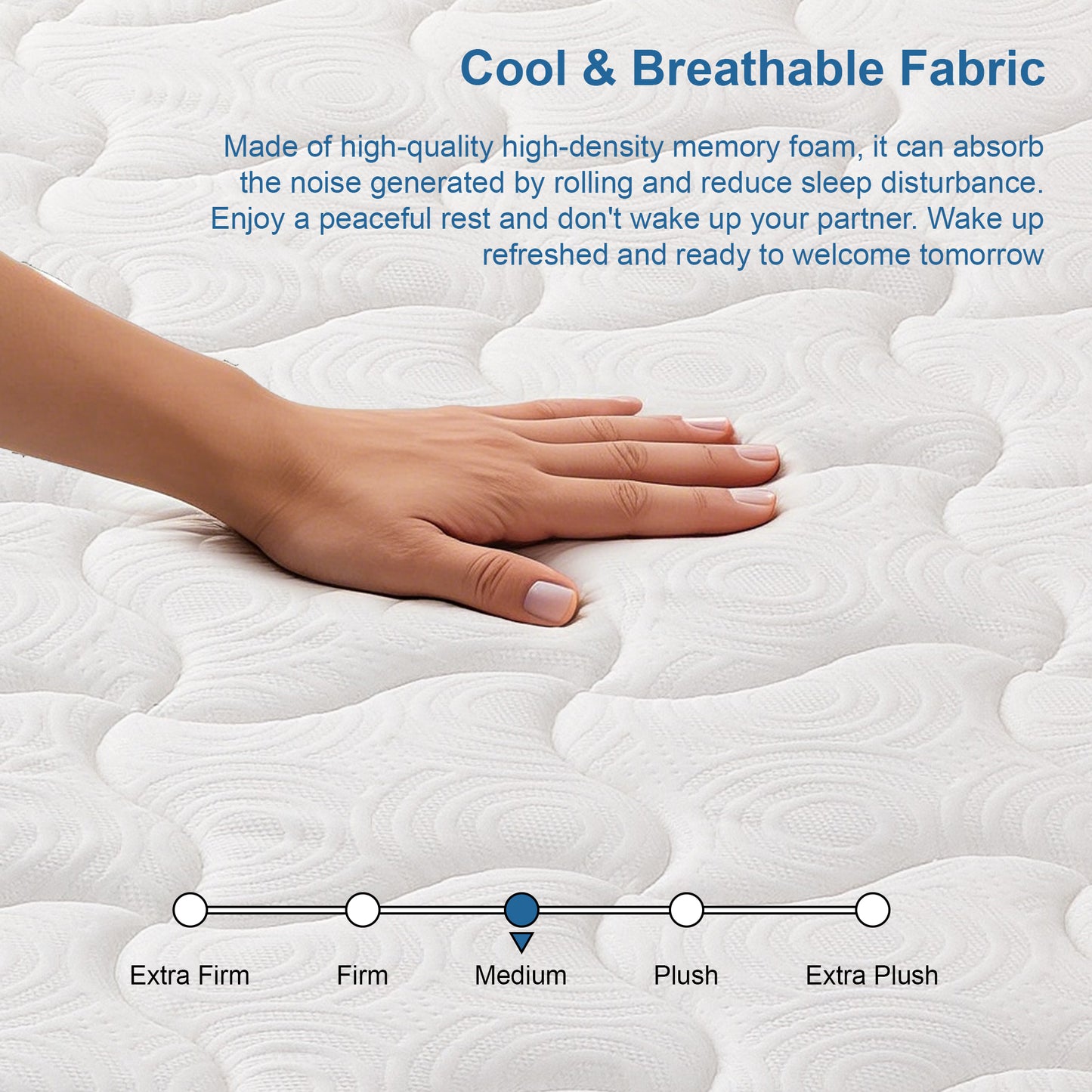 Medium Firm Mattress, Memory Foam with Pocket Springs for Back Pain Relief & Pressure Relief, Cooling Antibacterial Cover, CertiPUR-US Certified