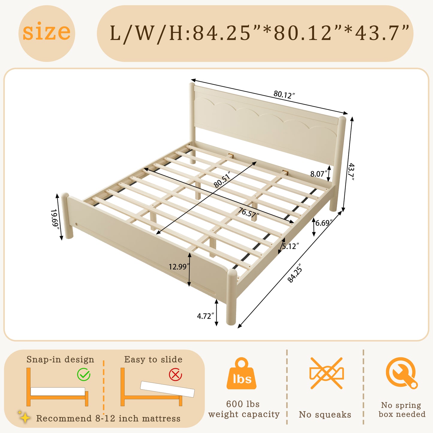 Wood Platform Bed with Headboard,Solid Wood Legs, Mattress Foundation with 10 Wooden Slats,No Box Spring Needed