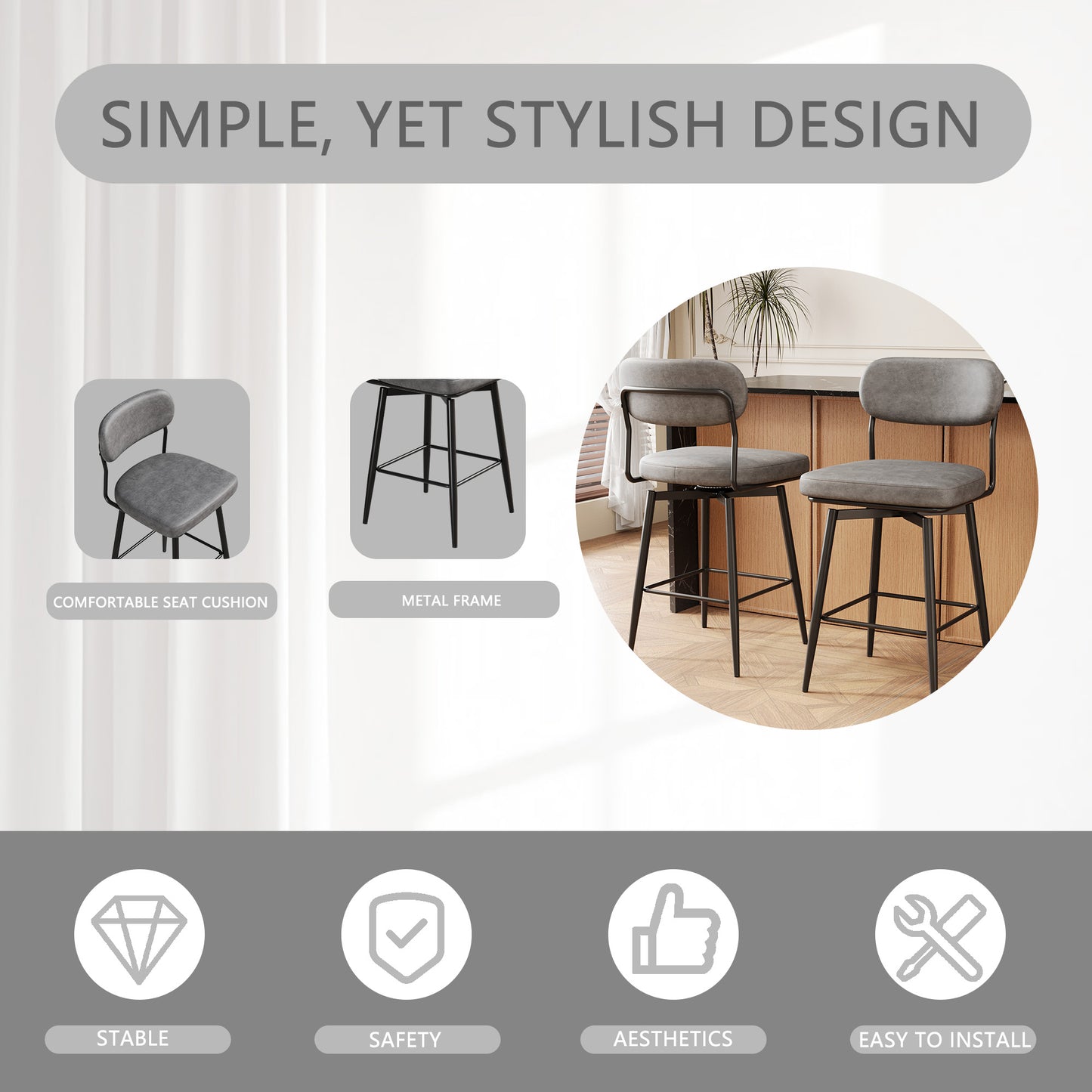 360 ° Rotating Bar Chair Bar Stool bar stools set of 2