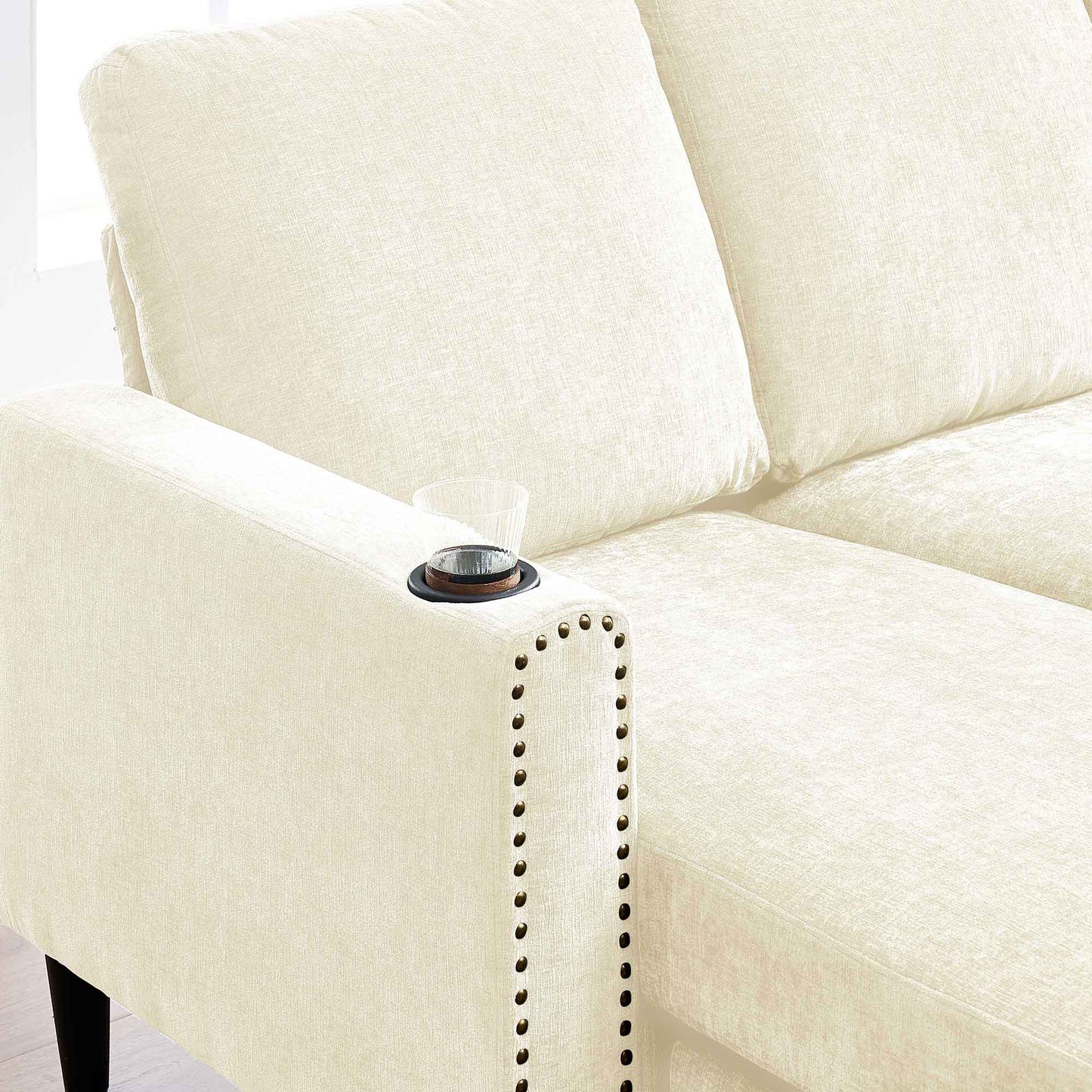 Chenille 3 Seat L-Shape Sectional Sofa with Storage Chaise