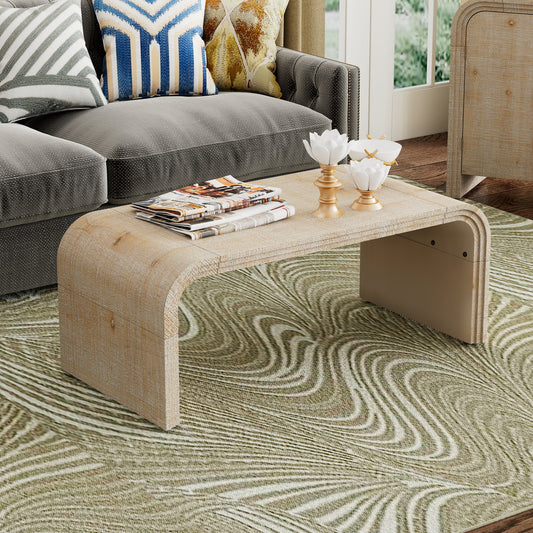 Minimalist Coffee Table with Curved Art Deco Design