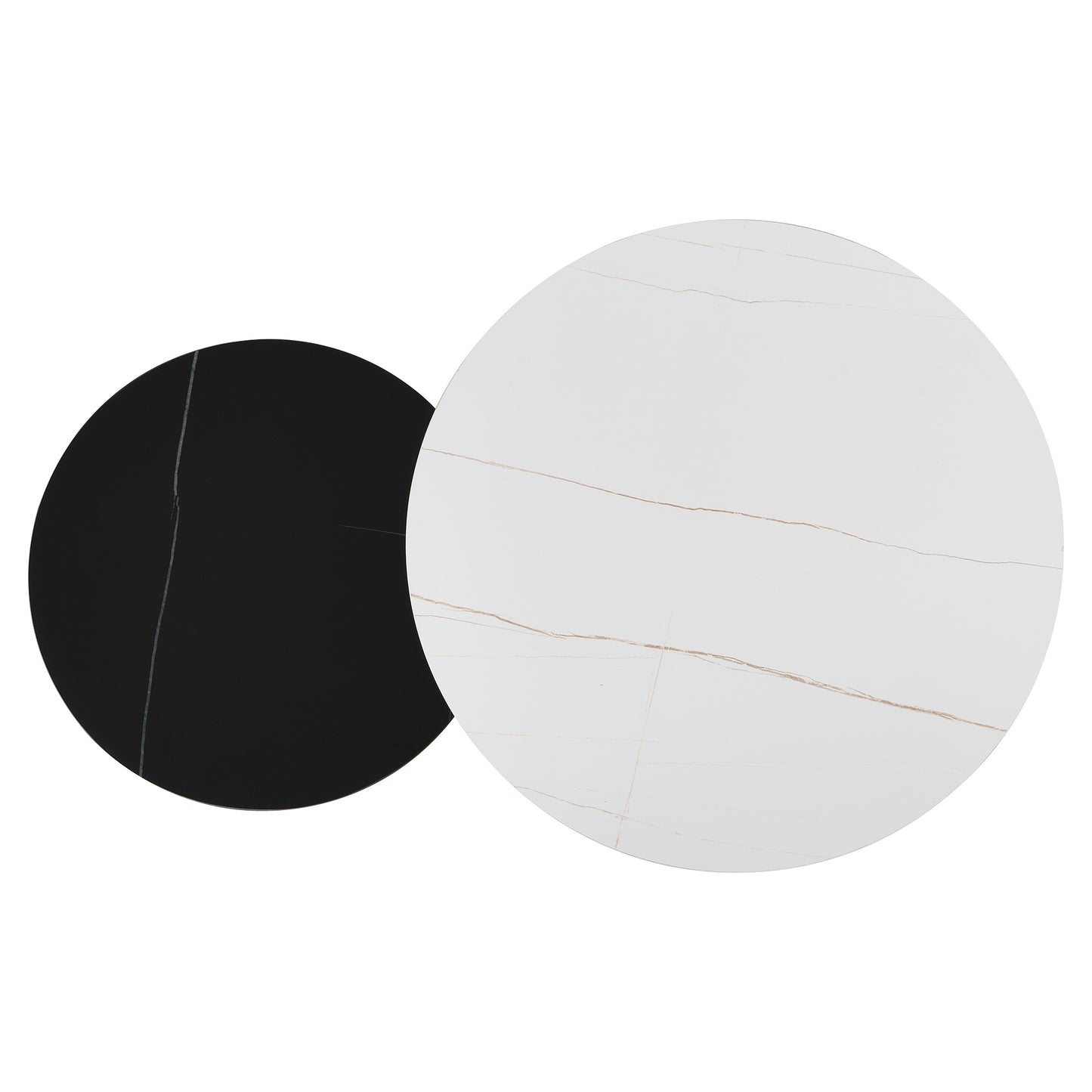Black & White Sintered Stone Top Coffee Tables: Modern, Gold - Based Nesting Set
