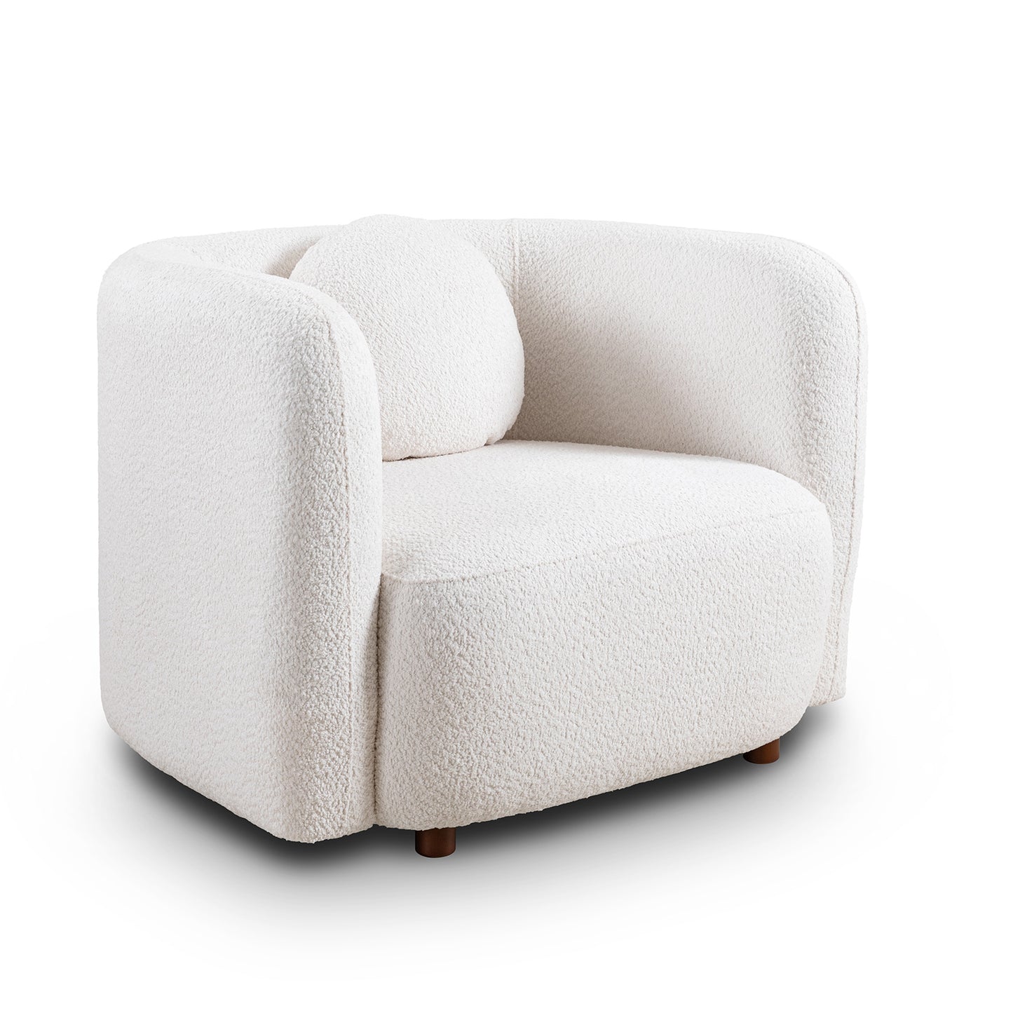 Accent Square Sofa Chair: Boucle - Upholstered Japandi Style for Living Room White