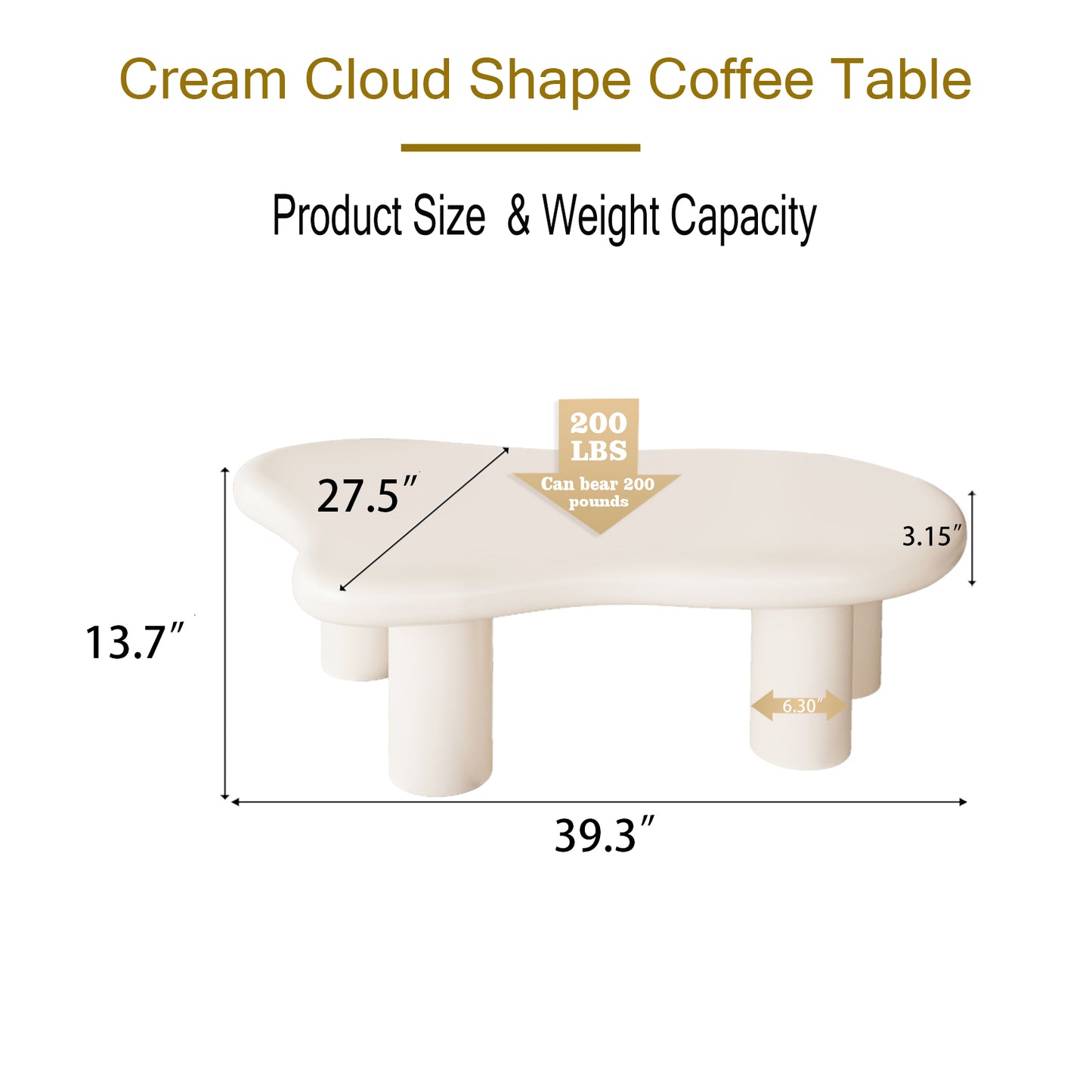 40 Inch Cloud Shaped Coffee Table