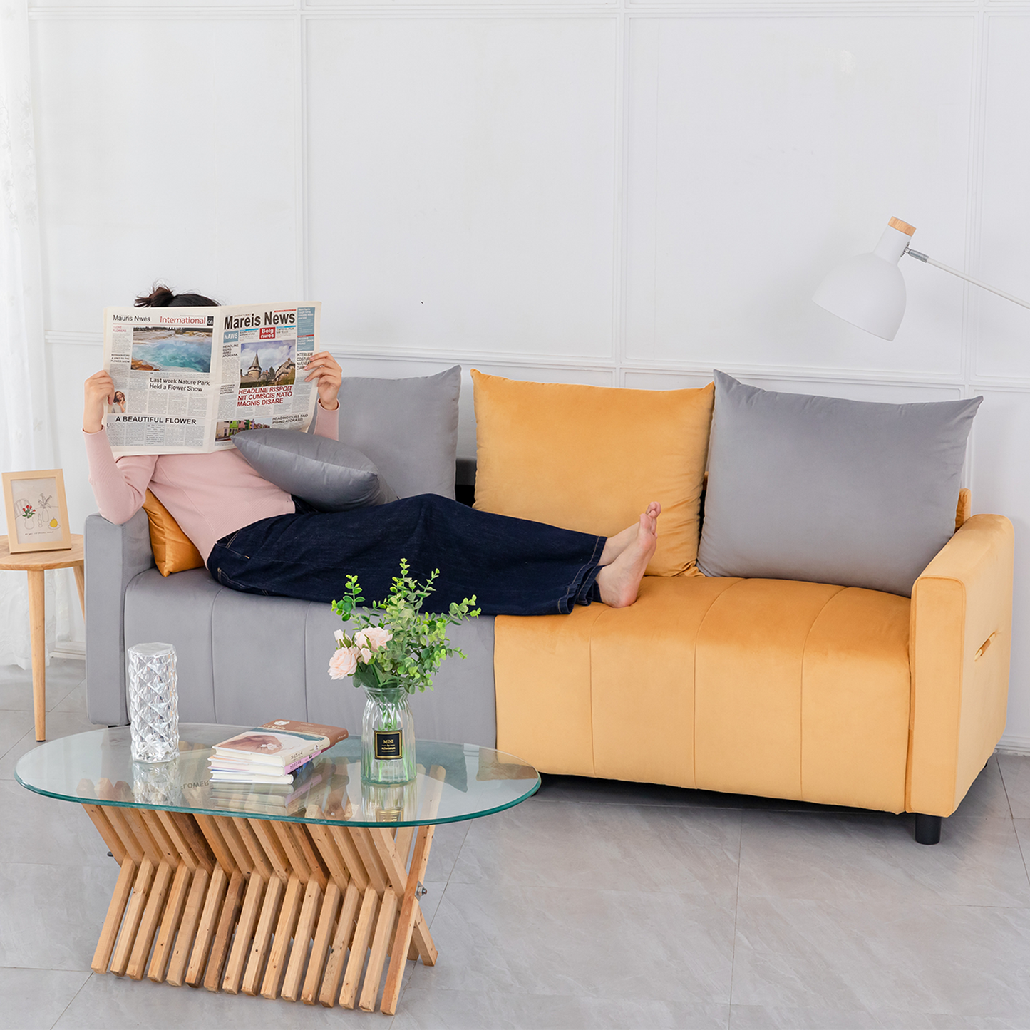 Velvet Modern 2-Seater Sofa