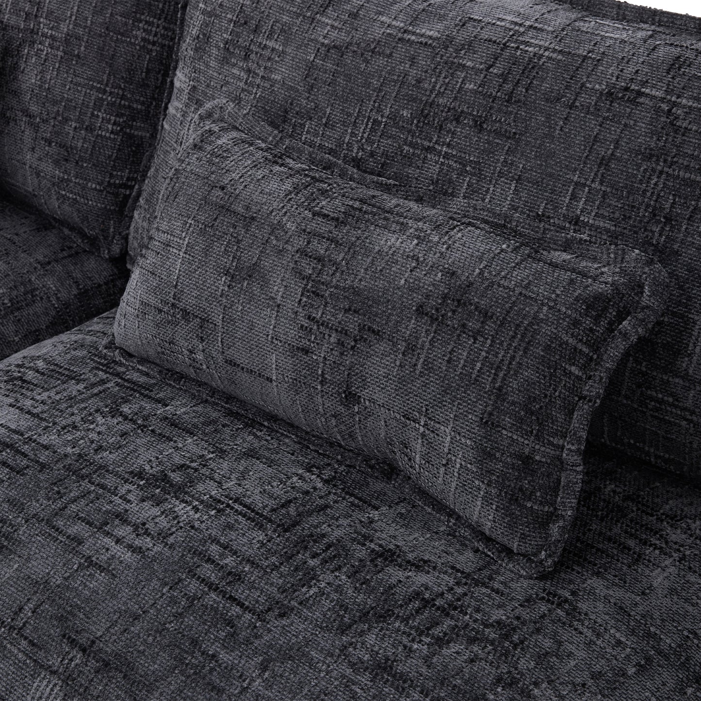 Modern Chenille L Shaped Couch, Comfy Boucle Modular Sofa Sleeper with Movable Storage Ottoman, Phone Holder, USB Charging Port