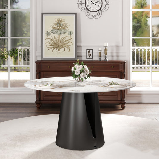 53-Inch Round Marble Top Dining Table(Dining Table Only)