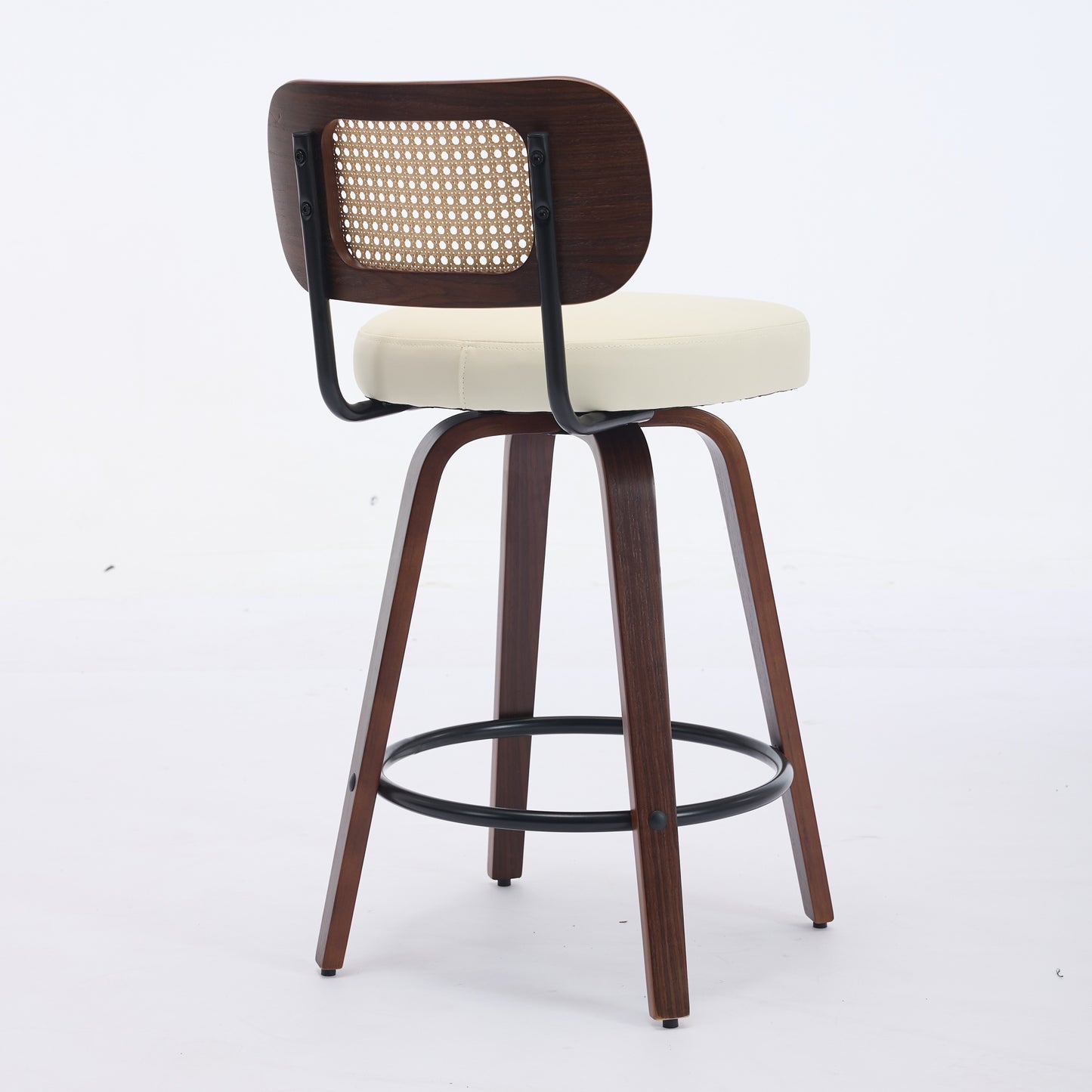 Counter Height Bar Stools with Cane Back, Upholstered Seat Swivel Counter Stools for Island/Kitchen/Counter/Bar