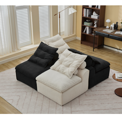 Modular Sofa,No Armrests,At will DIY,Soft Corduroy Fabric,Neck Pillow-Back Lounge Sofa Chair