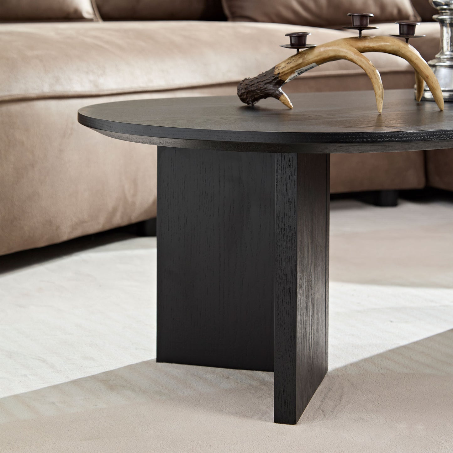 Small Coffee Table with Sturdy Pedestal