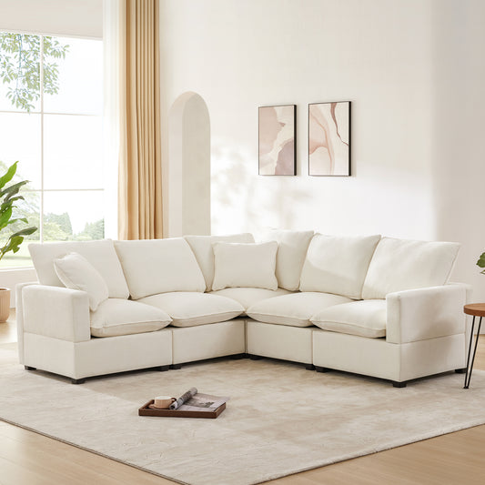 4-7 Seat Chenille Sectional Couch Set with 2 Pillows
