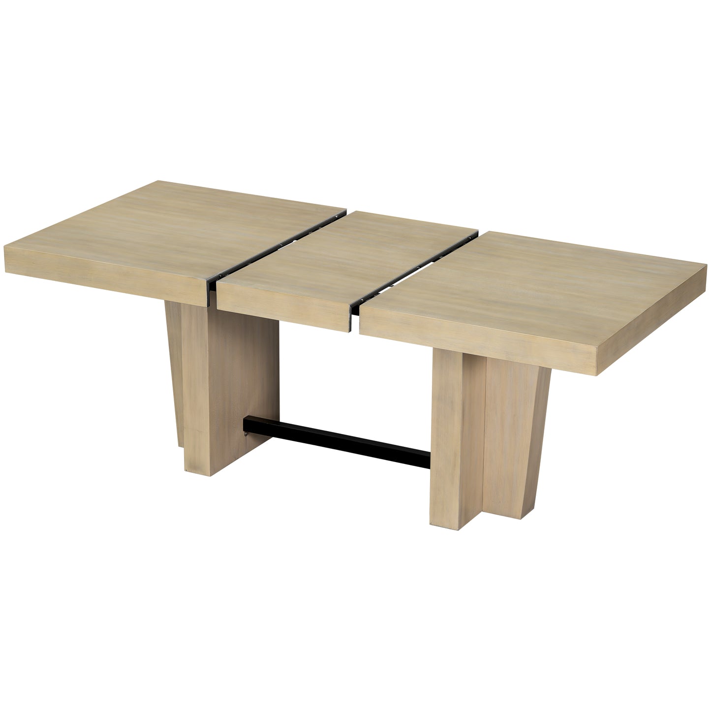Extendable Wood Dining Table Set for 6, Kitchen Table Set with Bench and 4 Upholstered Chairs