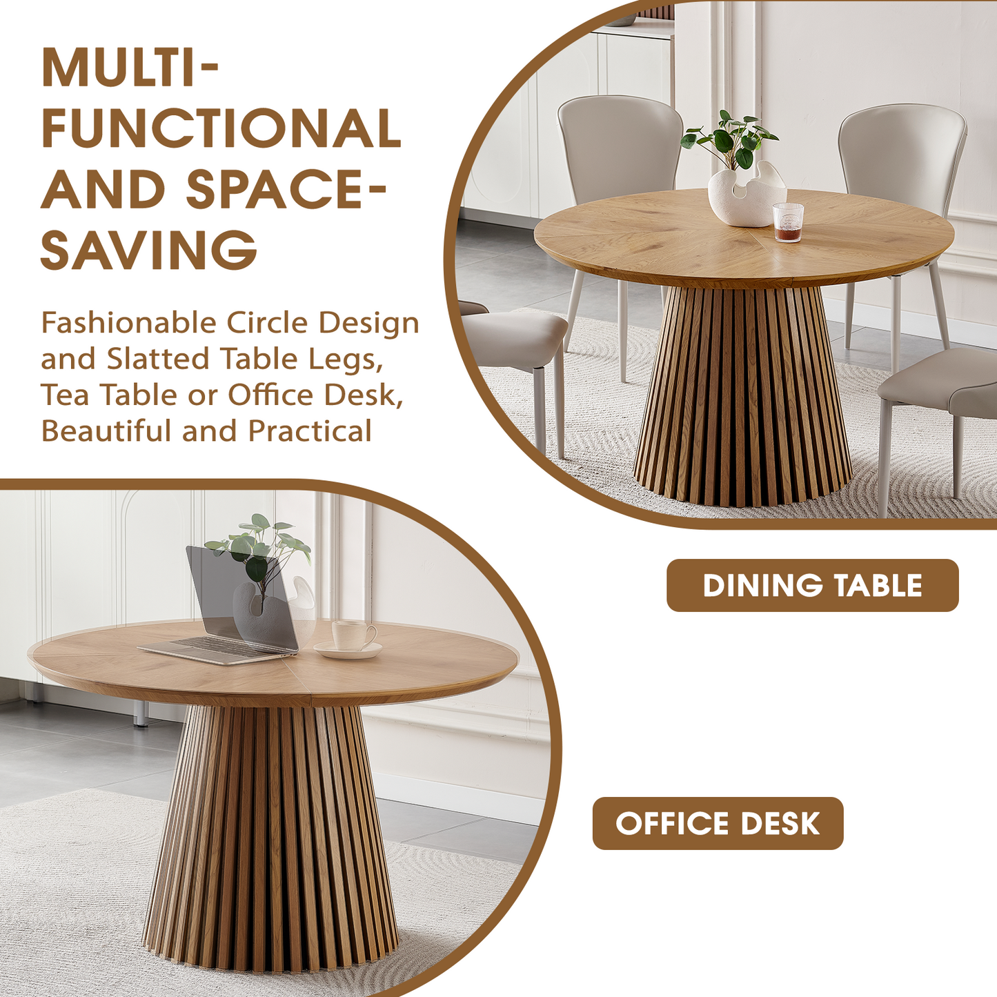 Modern round kitchen wooden dining table