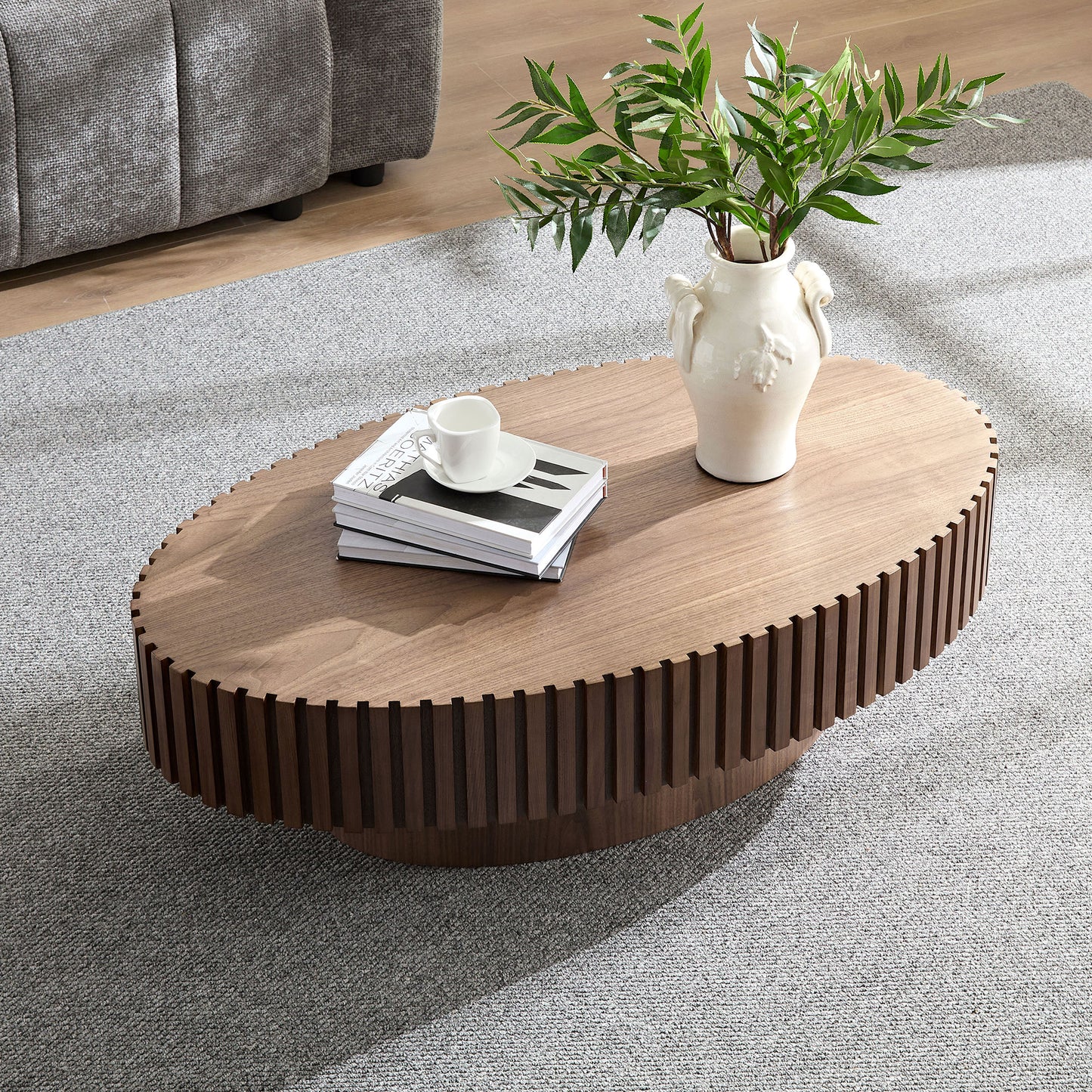 Ellipse Coffee Table with Sturdy Pedestal  43.7 inch 3 Colors