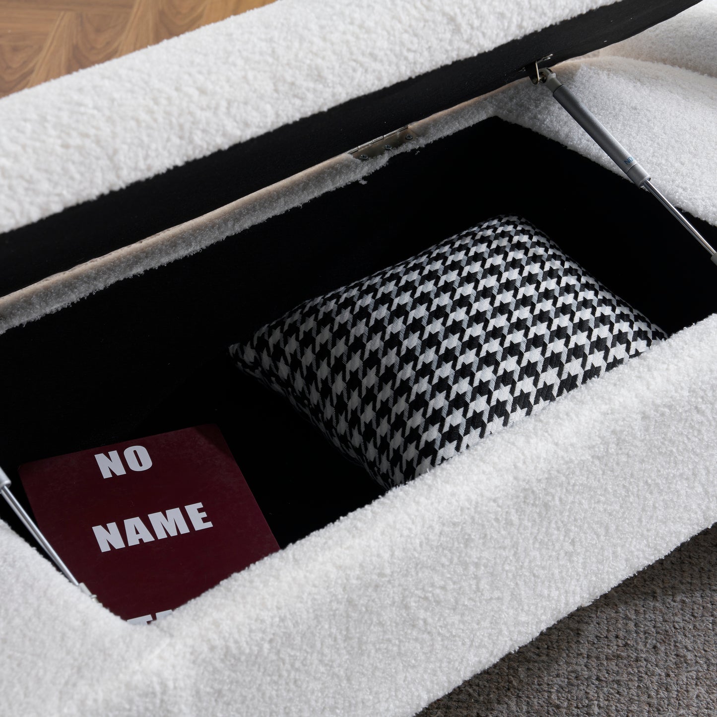 Storage Ottoman Bench of boucle material End of Bed Stool