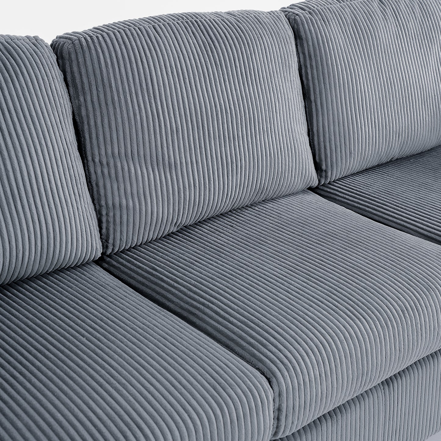Padded Corduroy L-Shaped Sofa for Living Rooms, Apartment