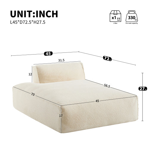 Plush Fabric Oversized Modular Sofa Bed,Single lounge chair without armrests