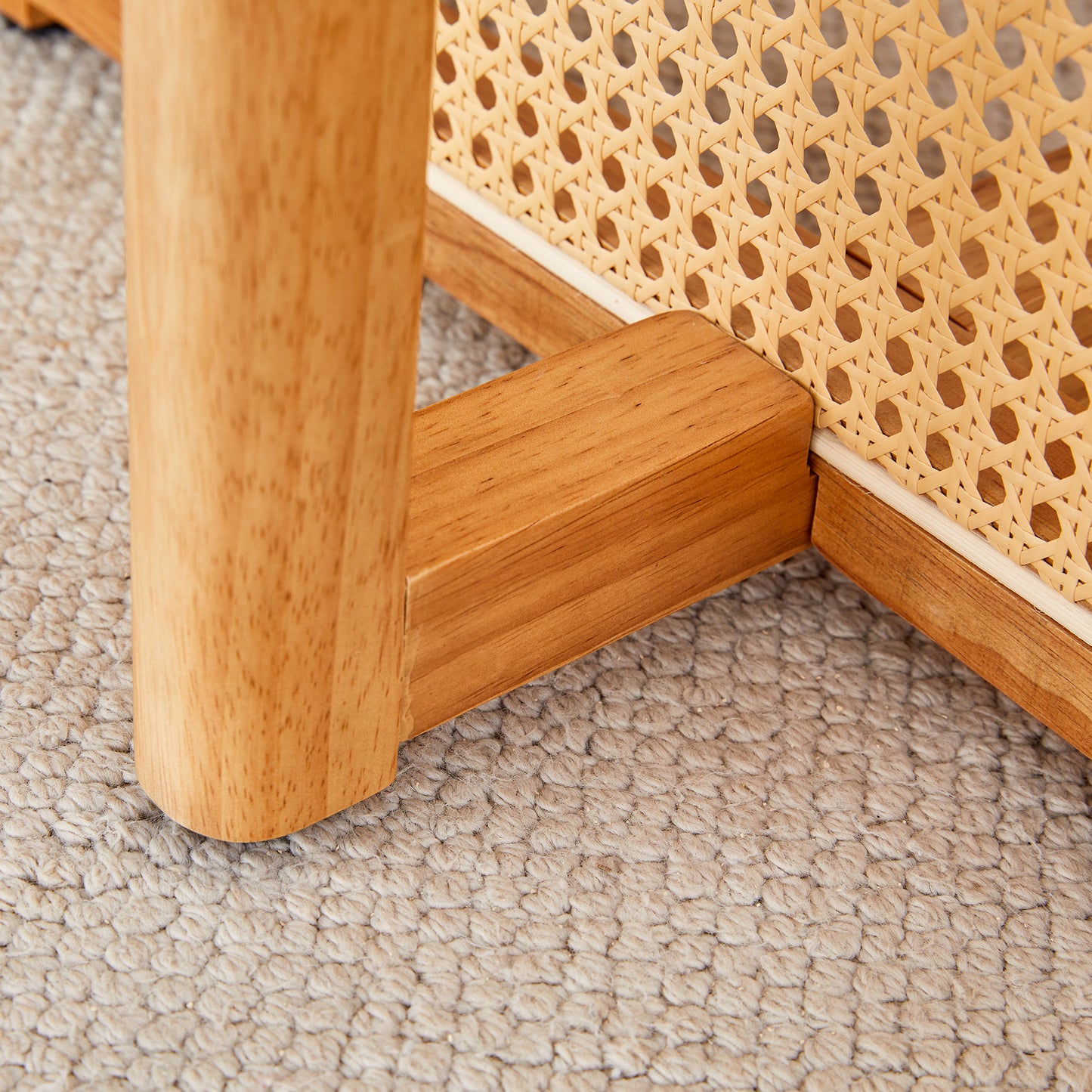 Ancient Style Solid Wood Dining Table Set: Imitation Rattan Legs, 4 - 6 Rubberwood Chairs