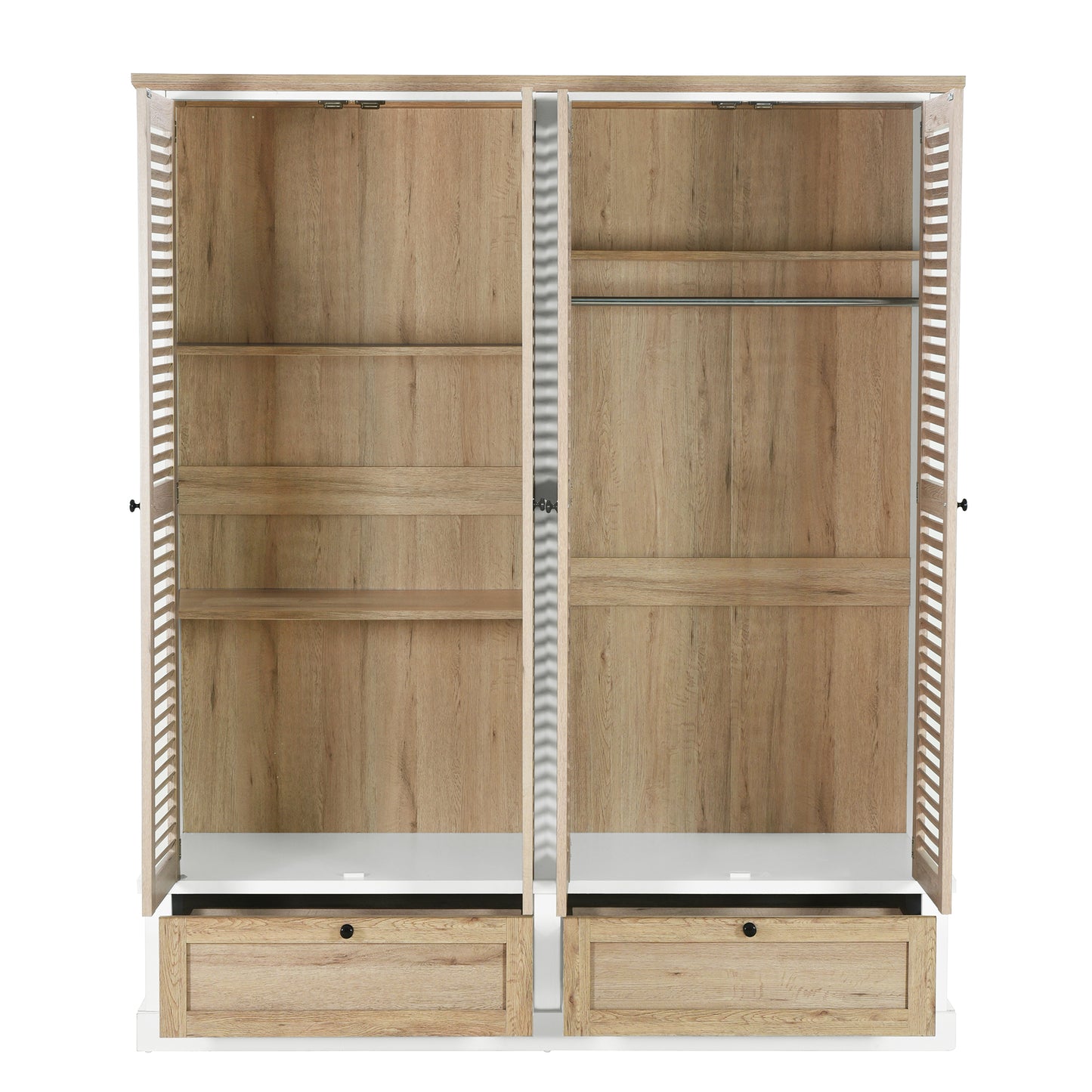 4 - Shutter Door Wardrobe Armoire: 2 Drawers for Organized Storage