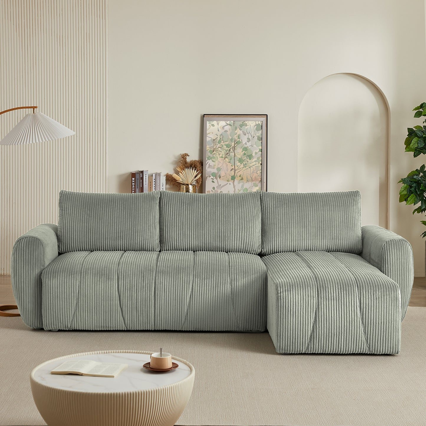 Sectional Sofa Couch, Modern Fabric 3 Seater L-Shaped Couch for Living Room, Apartment