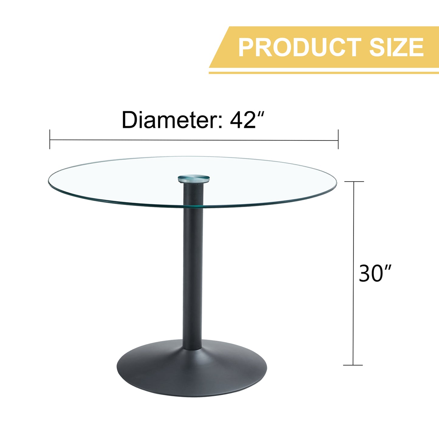 Modern Minimalist Round Dining Table - Gold Metal Legs, Diameter Glass Top for Multiple Rooms