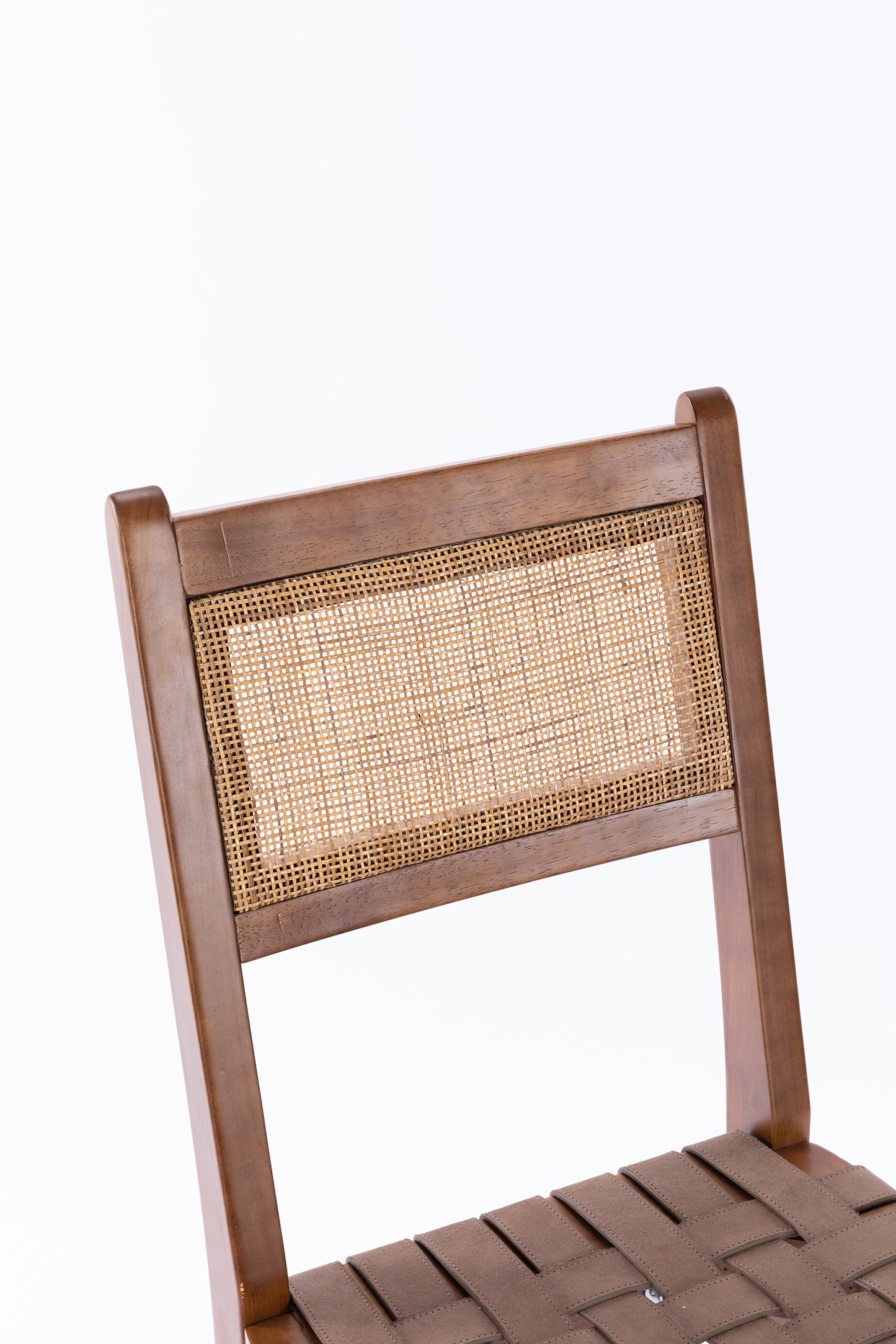 Rattan Leather Woven Strips Kitchen Dining Chair Set Of 2