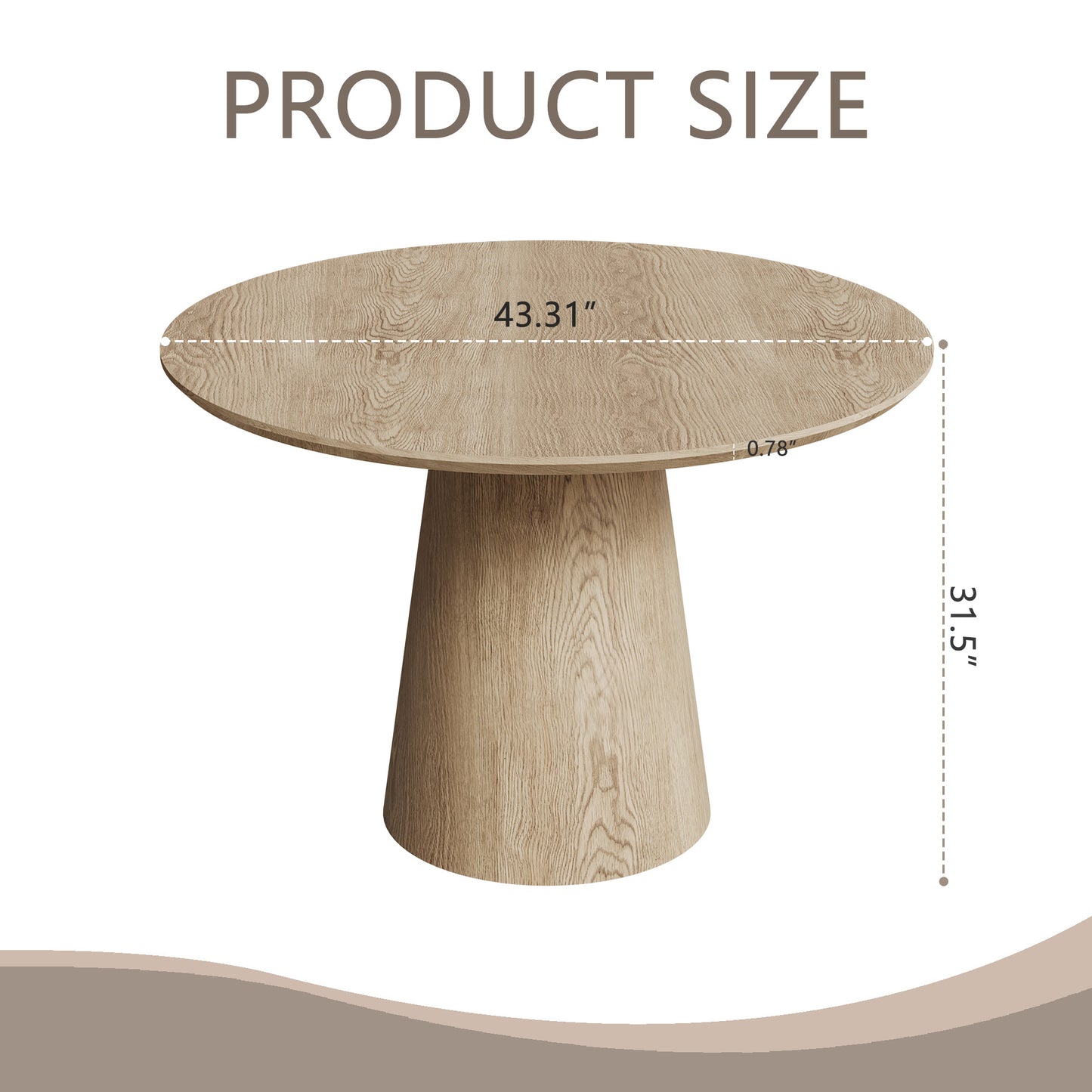 43 - Inch Wooden Circular Dining Table: Modern Minimalist Design