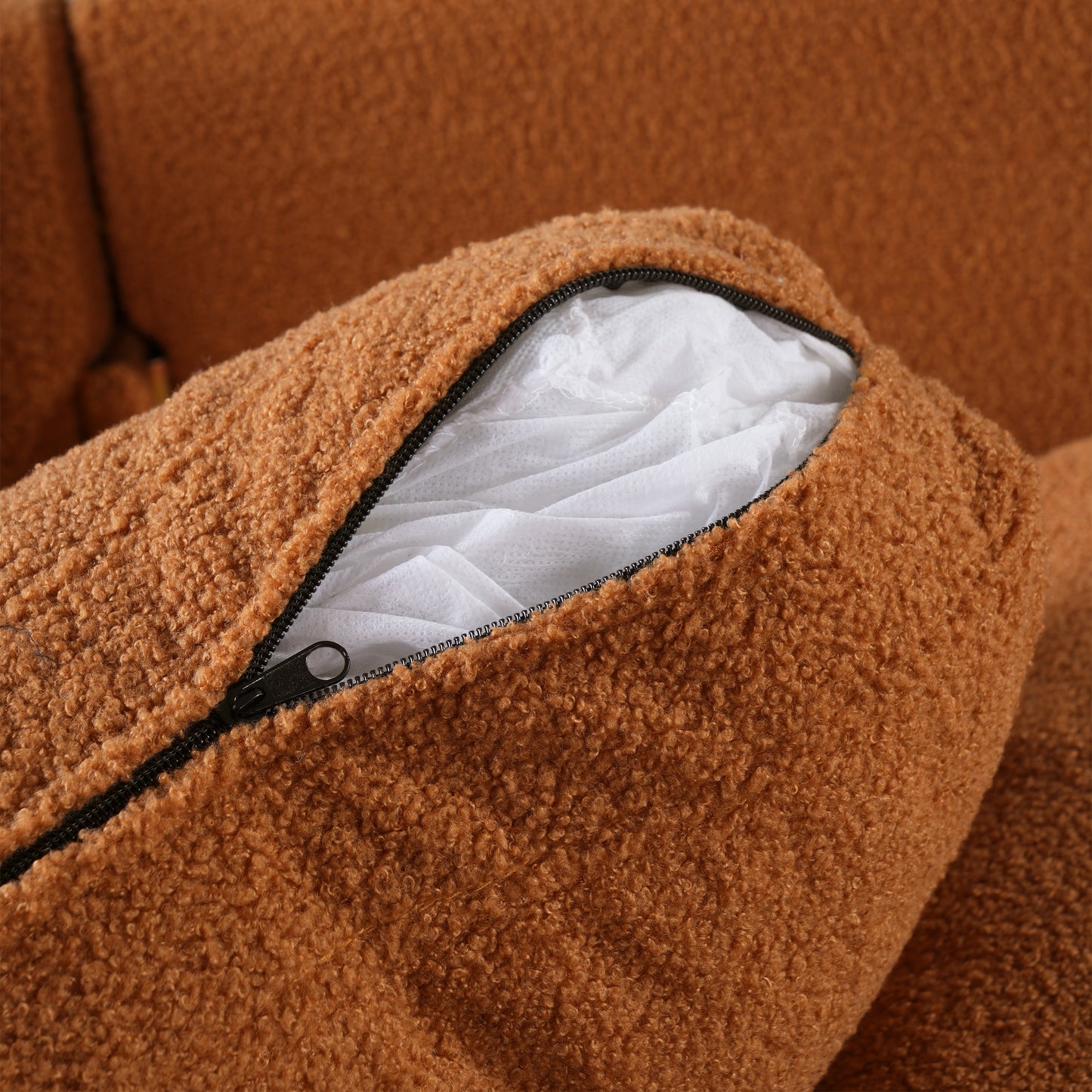 3-Seater Sofa with Curved Armrest & Integrated Solid Wood Frame – Teddy Velvet Fabric