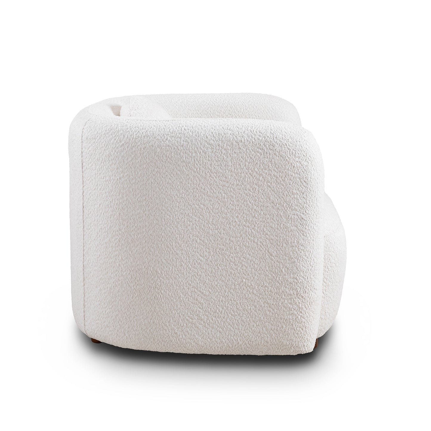 Accent Square Sofa Chair: Boucle - Upholstered Japandi Style for Living Room White