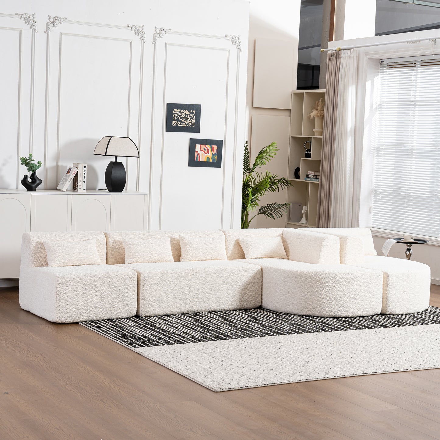 144" Upholstered Sofa: Free - combined with Two Chaise Lounges, Five Back Pillows for Living Room