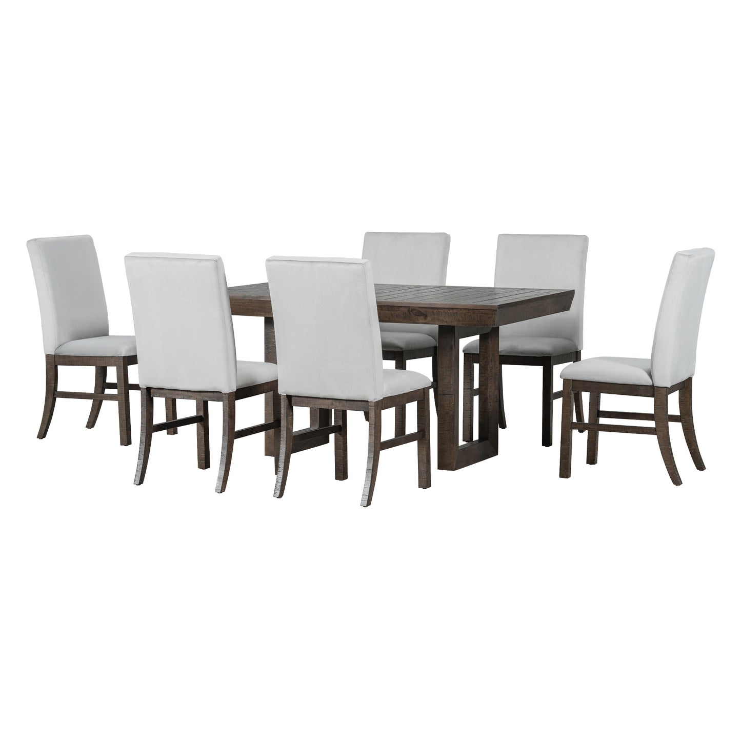 7-Piece Dining Table Set with 72" Extendable Table & 6 Upholstered Chairs