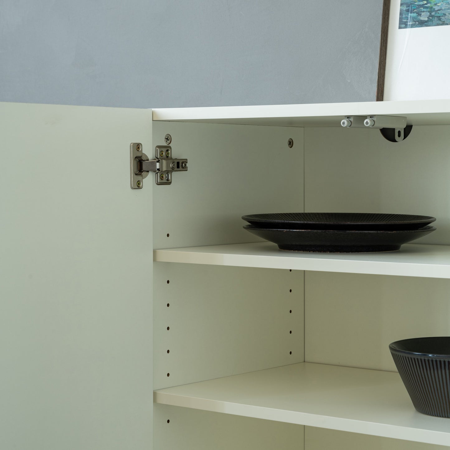 Modern Cream White 4 Door Cabinet for Living & Dining Rooms