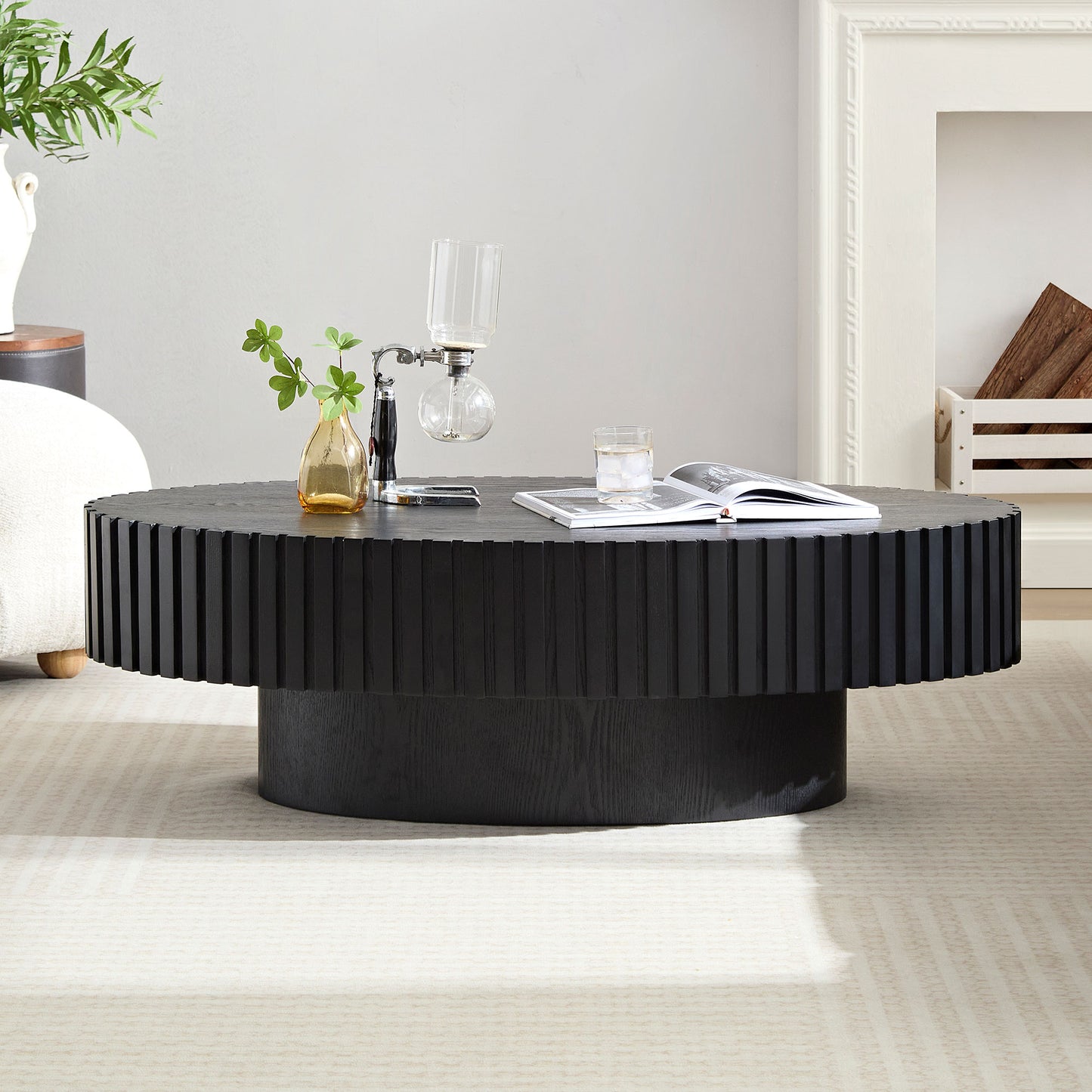 Ellipse Coffee Table with Sturdy Pedestal  43.7 inch 3 Colors