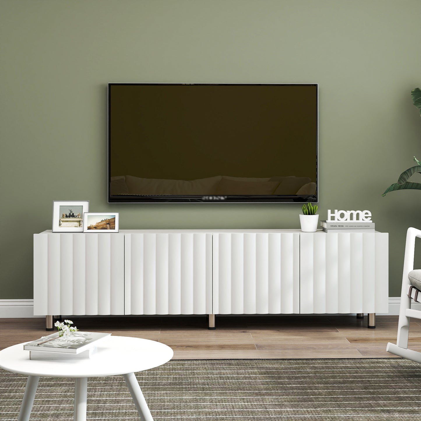 Modern TV Stand for Living Room, Entertainment Center with Storage & 2 Drawers