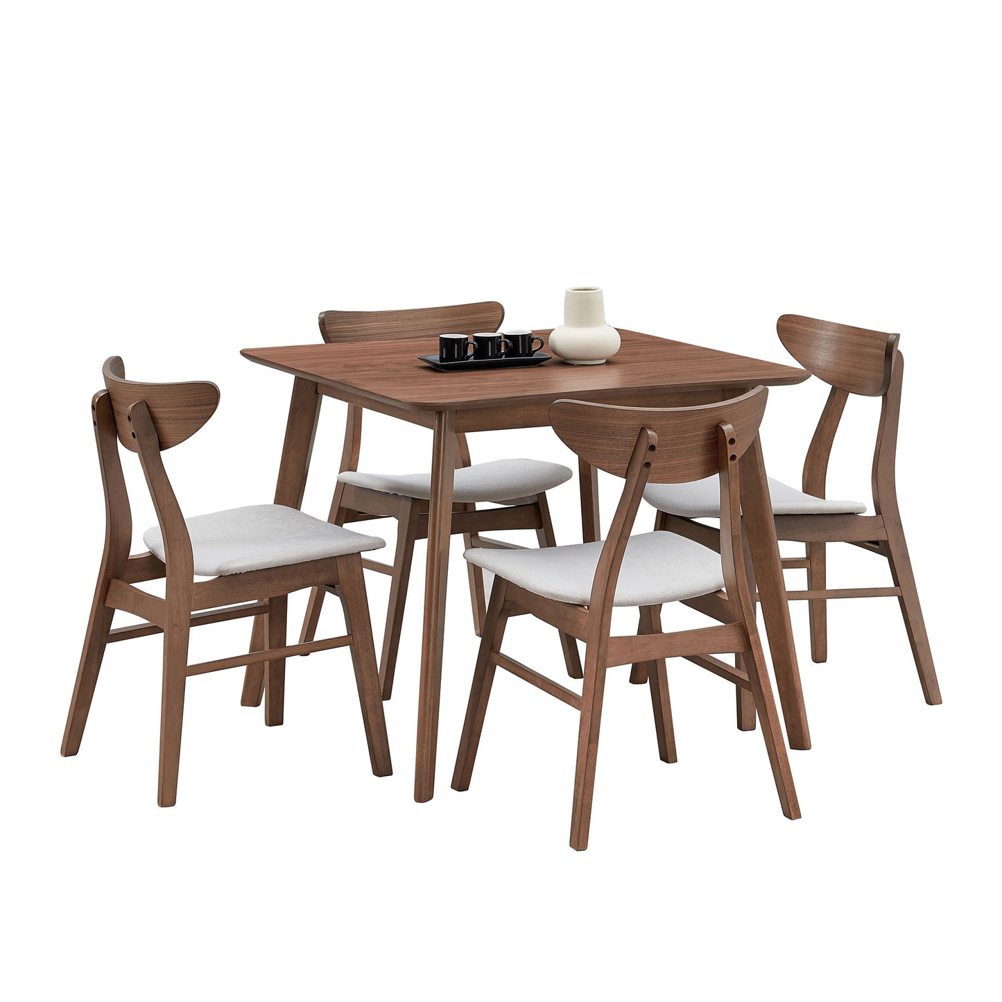 Wooden Kitchen Dining Set - Square, Upholstered Chair 3 Color-1 Table with 4 Chairs