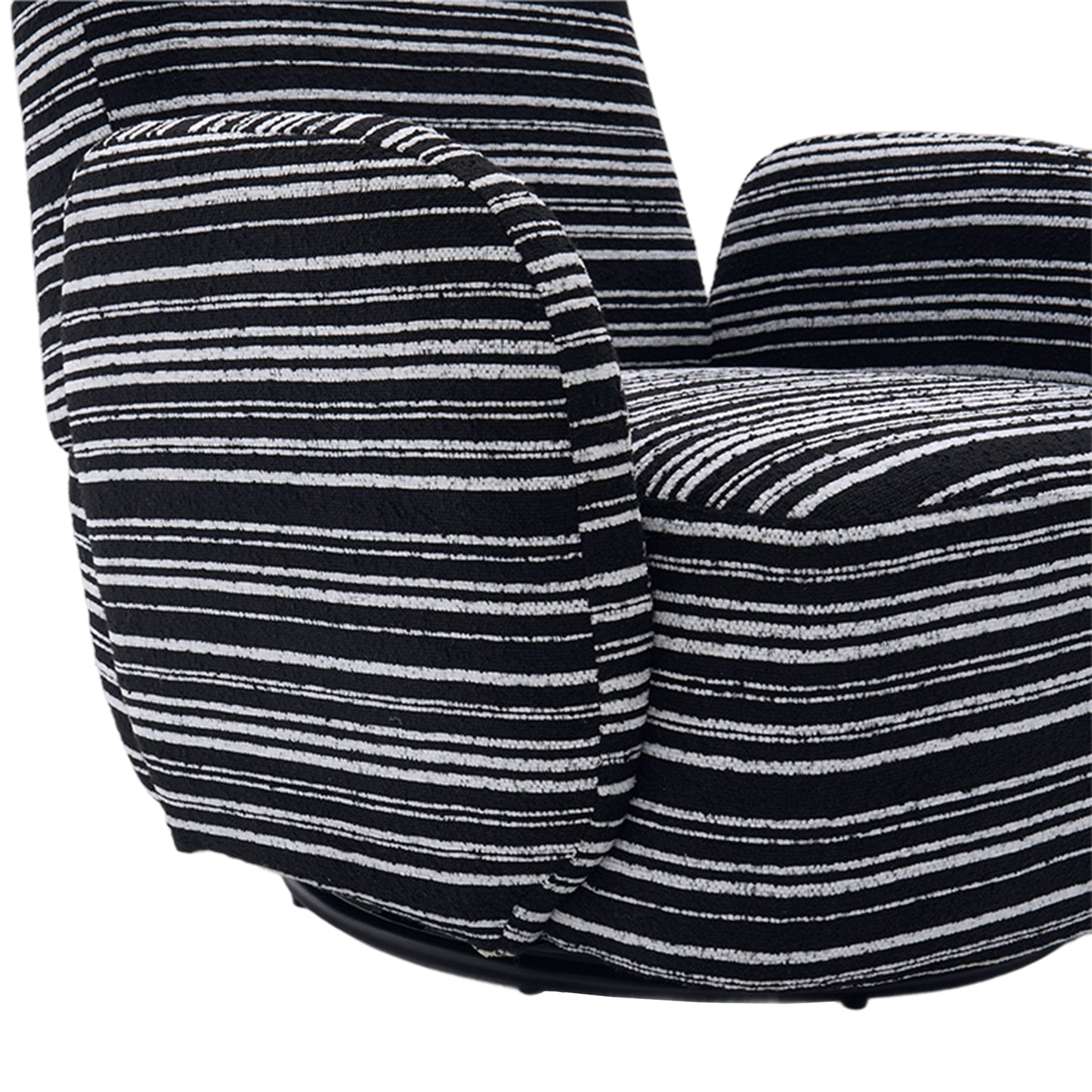 Swivel Leisure Chair | Fabric Striped Armrest Swivel Chair with Sand-Rimmed Fabric Metal Bracket – Boucle