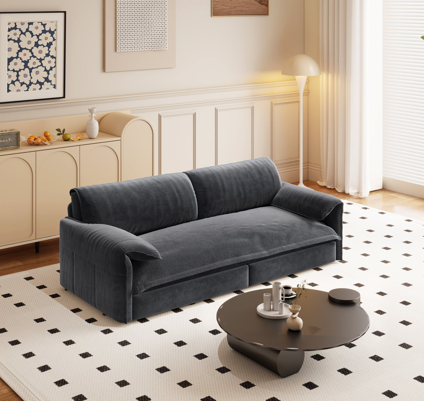 66" Queen Pull - Out Sofa Bed: 3 - in - 1 Convertible with Side Storage for Living