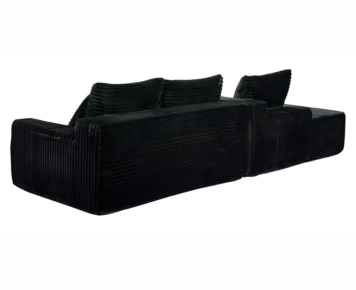 Left/Right Chaise L-Shaped Boneless Cloud Sectional Sofa – Modular Corduroy Couch with Arm Storage Pockets, Deep Seat, No Assembly