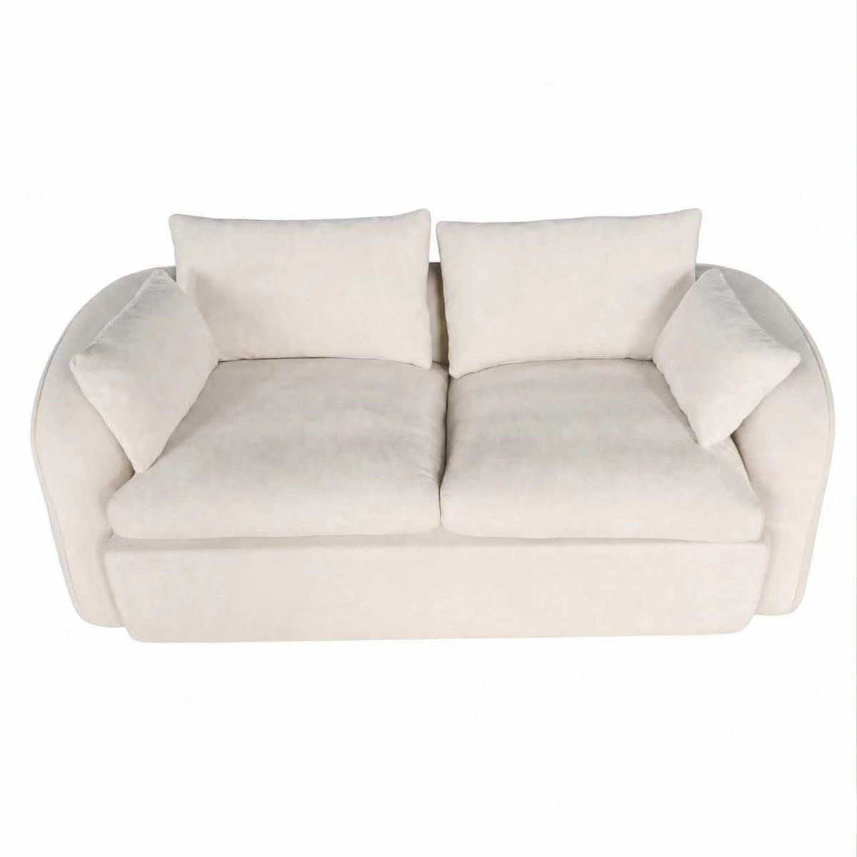 Fully Sponge Compressed Sectional Sofa – High Resilience Foam, White Chenille, Modular Loveseat/ L-Shaped Sofa