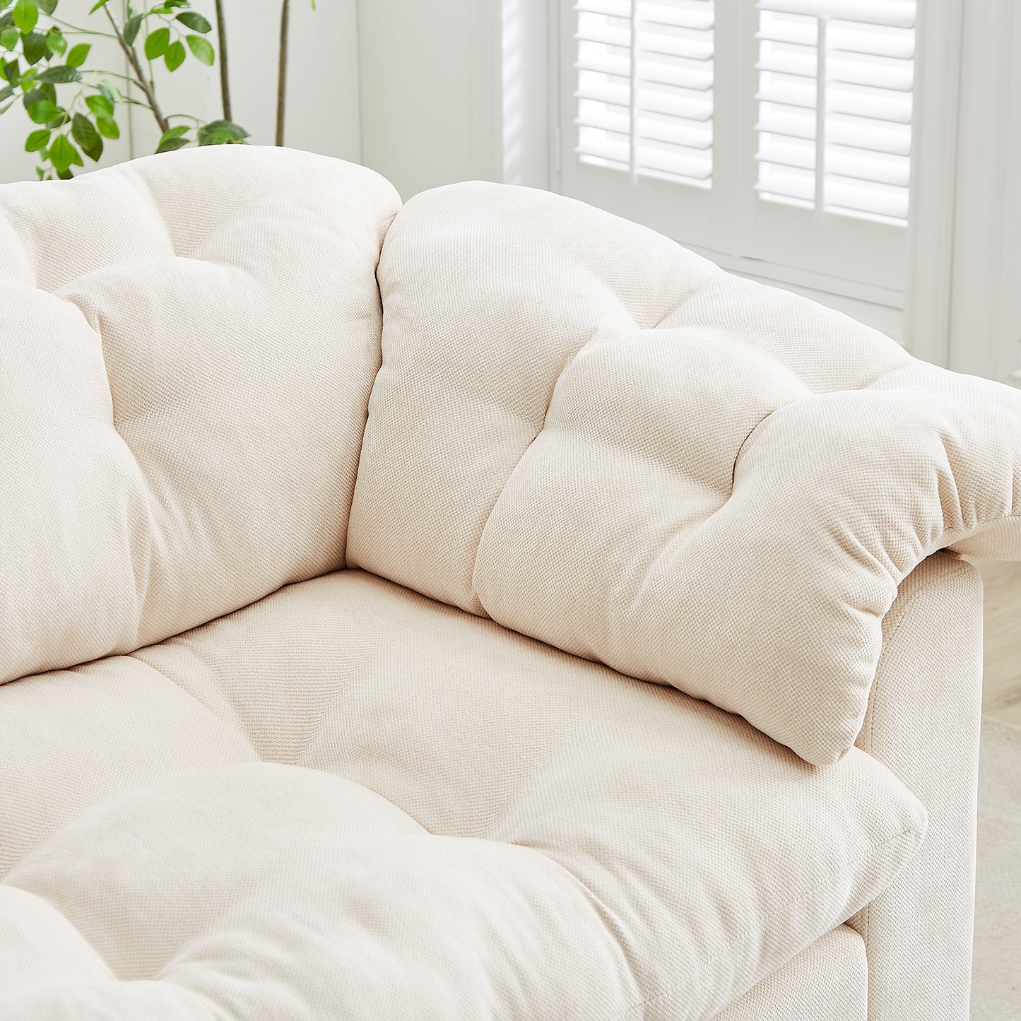 Chenille Modern Comfort Deep Seat Sofa, Upholstered Fluffy Cloud Sofa